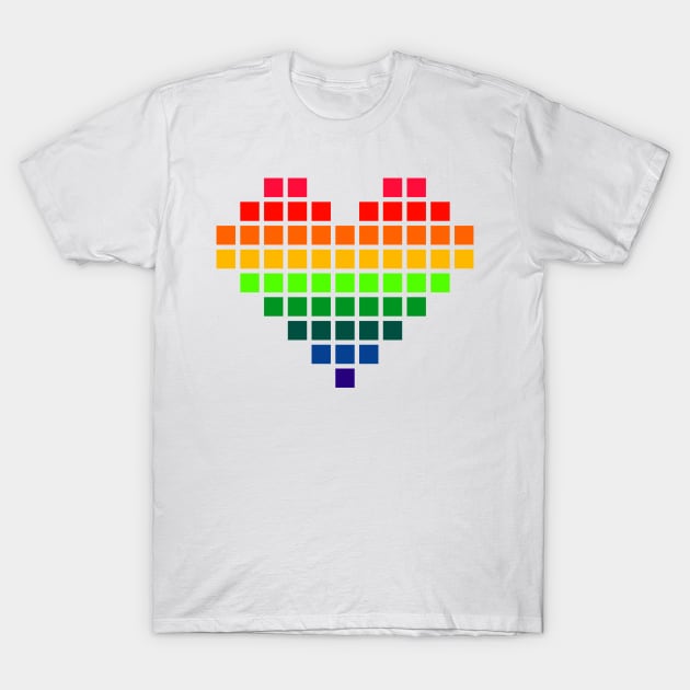 Rainbow Pixel Heart T-Shirt by Mertalou